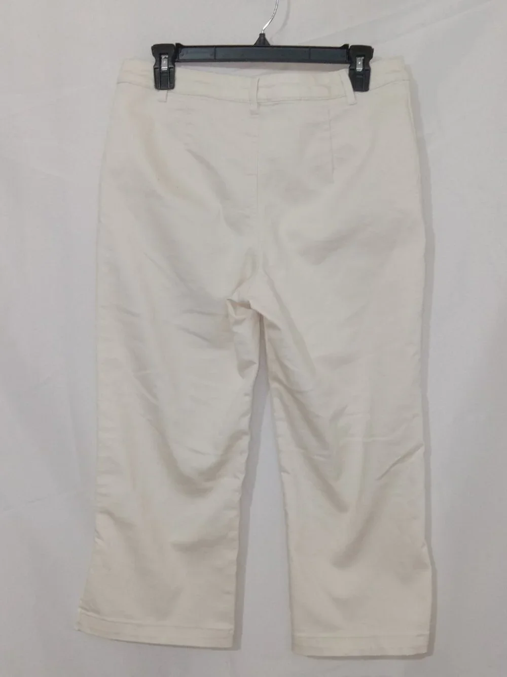 AnyBody Women’s Cropped Pants Size 10P Ivory Pull-On Wide Leg Crop Casual
